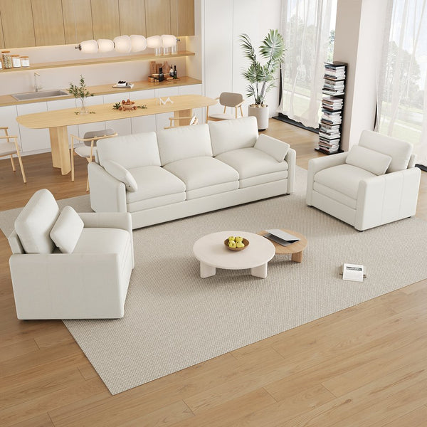English Elm Cozy Upholstered Sofa Set - Oversized Chenille Cloud Couch With Double Cushion & Ergonomic Arms N719S001921A