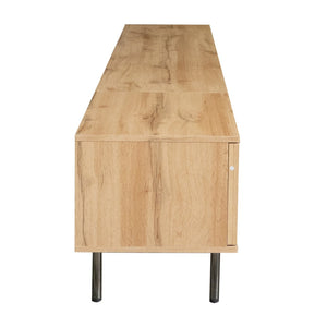 English Elm 78 Inch Low Profile Media Console with Pine Legs Soft Close Doors for Living Room N710P429513P