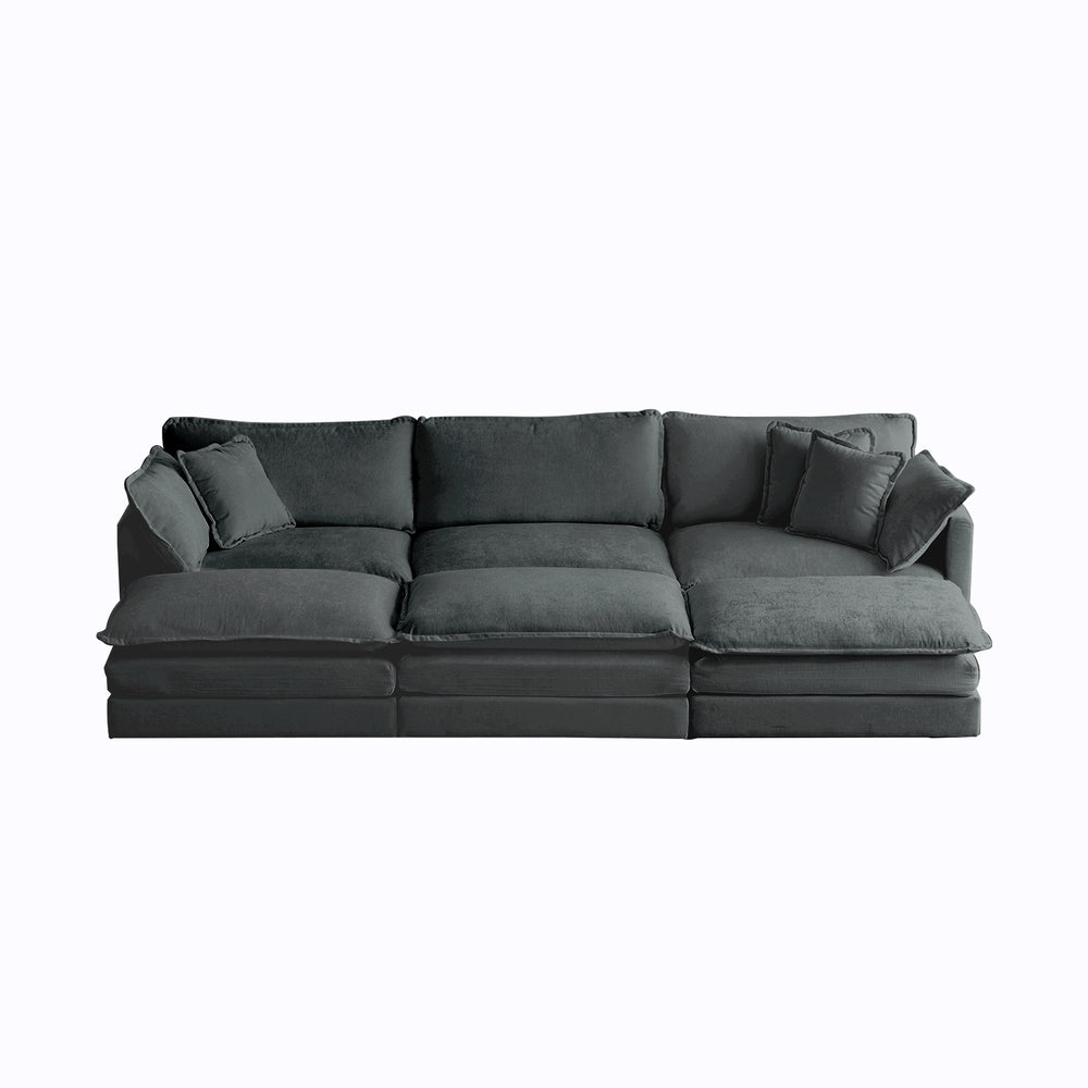 English Elm Comfortable Reversible Modular 6-Seater U-Shaped Sectional Sofa with Ottomans Pillows Chenille Comfort and Style Gray W714S00997