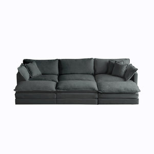English Elm Comfortable Reversible Modular 6-Seater U-Shaped Sectional Sofa with Ottomans Pillows Chenille Comfort and Style Gray W714S00997