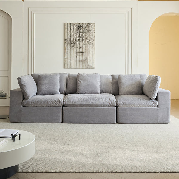 English Elm Modular Sectional Sofa - Space-Saving Light Gray Sleeper Couch With Comfy Sherpa Fabric Design W3622S00008