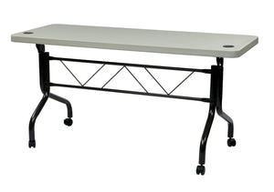 OSP Home Furnishings 4’ 4' Resin Flip Top Folding Table with Locking Casters for Events and Training Rooms 5’ FT6635