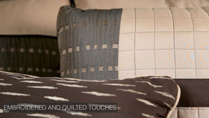 English Elm Lexia 7-Piece Queen Comforter Set - Rich Brown Jacquard, Embroidered Pillows, Modern Masculine Design B340P341965