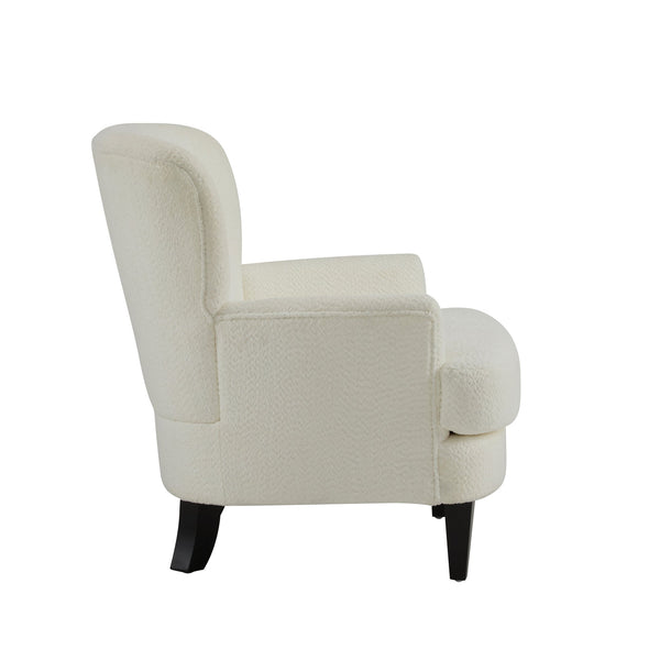 English Elm Christopher Knight Home® - Gerald Boucle Upholstered Club Chair with Tapered Birch Legs, Tonal Piping and Cozy Texture Off-White+Black 32.25 L x 27.75 W x 20.75 H N776P243710W