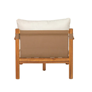 English Elm Patio Acacia Wood Club Chair with Textilene Back and Cushion for Outdoor Decks N776P369380W