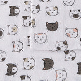 Intelligent Design Cozy Soft Casual Cotton Flannel Printed Sheet Set ID20-1555 Grey/Pink Cats