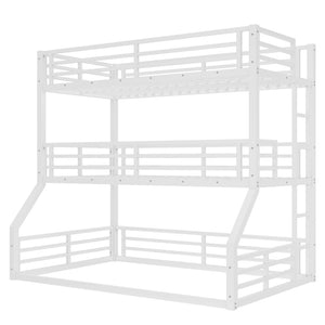 English Elm Twin Metal Triple Bunk Bed – Staggered Design With Safety Guardrails, Noise-Reduced, Space-Saving Style W1580S00168-GIGA