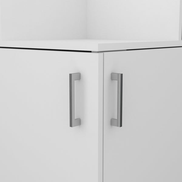 English Elm Syrah Corner Bar Cabinet White with 8 Bottle Cubbies, 12-Glass Rack & 2 Shelves, Space-Saving Design B070102687