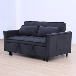 English Elm 54.30" Convertible Sofa Bed with Solid Wood Frame, 500lb Capacity, Fabric Upholstery, Beige-Dark Gray Options W1658P292360