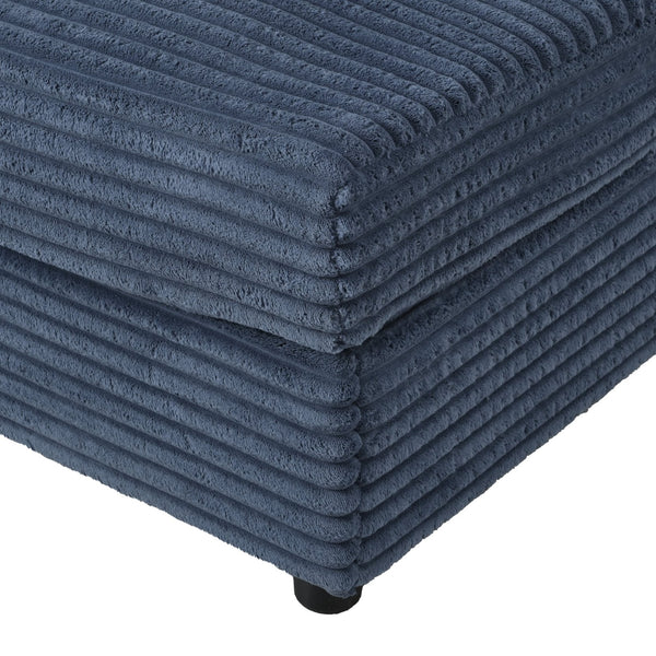 English Elm 86.5" Oversized Loveseat Chaise Lounge Sectional Sofa Bed Corduroy with USB Ports, Cup Holders & Pillows Blue N719P232602C