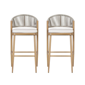 English Elm Christopher Knight Home® - Outdoor Scallop-Back Barstools Set Of 2 - 30.25" Seat Height, Maple Finish, Durable Aluminum Frame N772P245120W