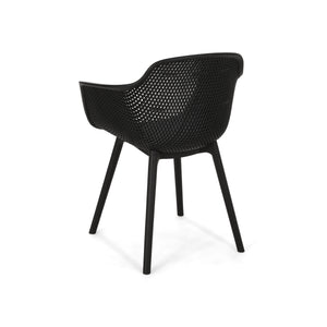 English Elm Christopher Knight Home® - LOTUS modern outdoor dining chair with weather-resistant polypropylene, perforated diamond pattern comfort and stability Black 23.5 L x 23.5 W x 22.5 H 69068.00BLK