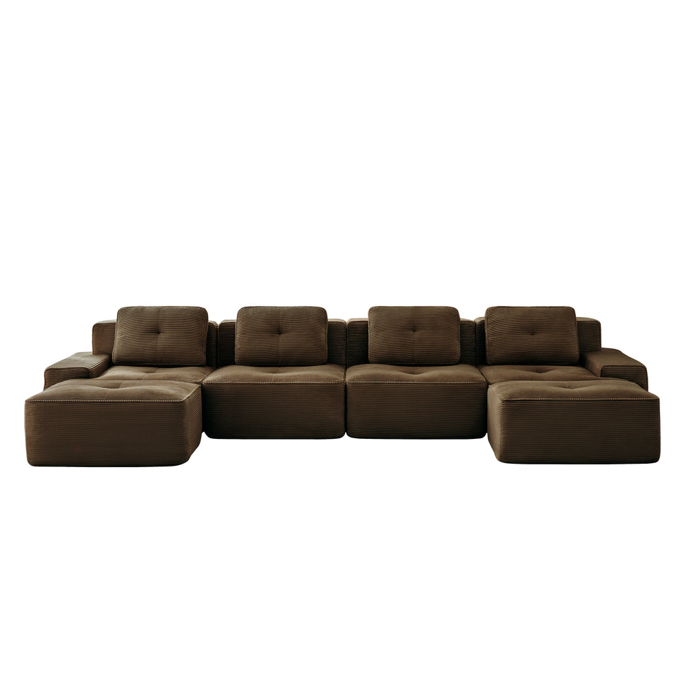 English Elm 153" Modern U-Shaped Modular Sectional Sofa - Luxurious Corduroy, Ergonomic Comfort, No Assembly Needed! W714S01509