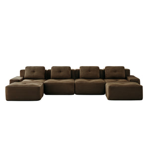 English Elm 153" Modern U-Shaped Modular Sectional Sofa - Luxurious Corduroy, Ergonomic Comfort, No Assembly Needed! W714S01509