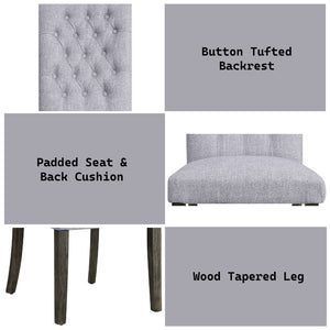 English Elm Merel Gray Linen Armless Parsons Chairs Set of 2 — Tufted High-Back Padded Seats, Gray Oak Legs B2726P345241