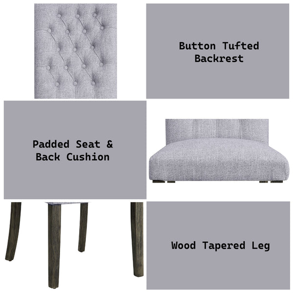 English Elm Merel Gray Linen Armless Parsons Chairs Set of 2 — Tufted High-Back Padded Seats, Gray Oak Legs B2726P345241