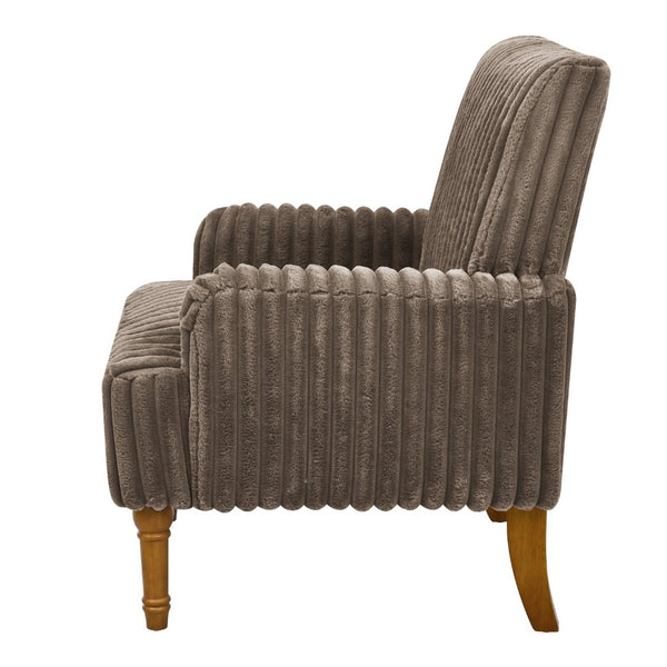 English Elm Modern Wide Wale Corduroy Accent Chair Solid Wood Legs Upholstered Living Room Seat Dark Coffee W5568P445691