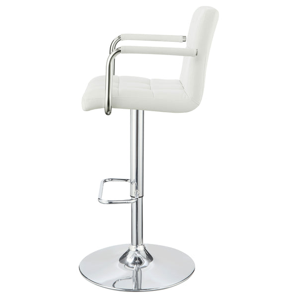 English Elm Letitia White Tufted Adjustable Bar Stool with Chrome Frame, Hydraulic Lift, Footrest & Mid-Century Flair B062P375511