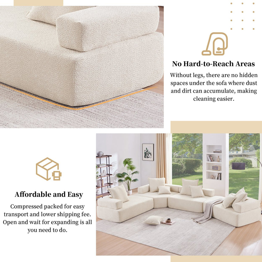 English Elm Loveseat Boucle Modular Sofa Sectional Seat — Spacious Foam & Pocket Spring Comfort, 2-Seat Stylish N723P234209A