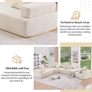 English Elm Loveseat Boucle Modular Sofa Sectional Seat — Spacious Foam & Pocket Spring Comfort, 2-Seat Stylish N723P234209A