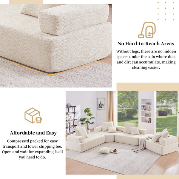 English Elm Loveseat Boucle Modular Sofa Sectional Seat — Spacious Foam & Pocket Spring Comfort, 2-Seat Stylish N723P234209A