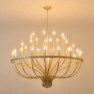 English Elm 36-light Matte Black Iron Candle Chandelier Farmhouse Industrial Style for Large Dining Rooms W5008P464950