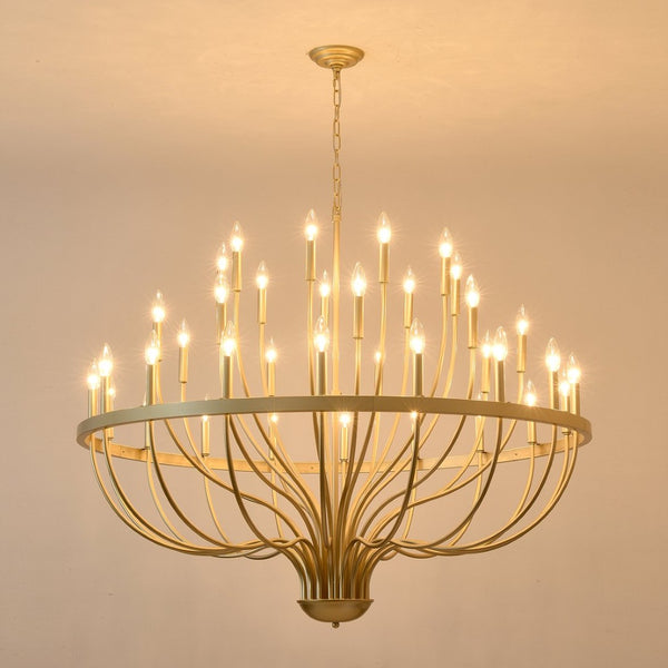 English Elm 36-light Matte Black Iron Candle Chandelier Farmhouse Industrial Style for Large Dining Rooms W5008P464950