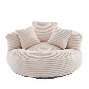 English Elm Bean Bag Sofa Oversized Corduroy Floor Lounge Chair with Armrests Pillows Foam Fill Beige W395P426811