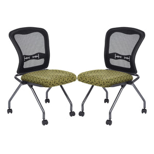 OSP Home Furnishings Soft-flex Pro-line Ii Ergonomic Folding Chair with Mesh Back and Lumbar Support Kiwi 84220-K109