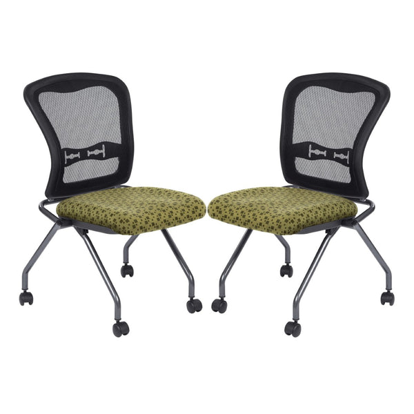 OSP Home Furnishings Soft-flex Pro-line Ii Ergonomic Folding Chair with Mesh Back and Lumbar Support Kiwi 84220-K109