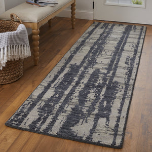 Feizy Rugs Altmar Hand Knotted Wool Rug - Modern Bohemian Style With Abstract Stripes For Any Interior Design Blue,Gray,Taupe Wool T18t6035nvybgei68