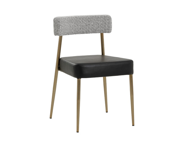 Sunpan ASHWIN Stackable Dining Chair - Modern Bravo Black Faux Leather & Helios Check Black Design 112178
