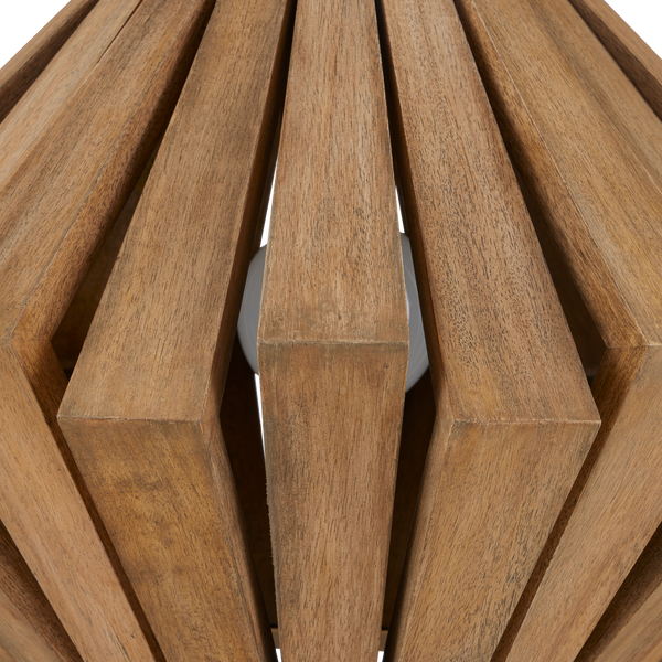 Plunge Pendant Light - Mid-Century Modern Wooden Shade with Brass Finish, Adjustable Height Design