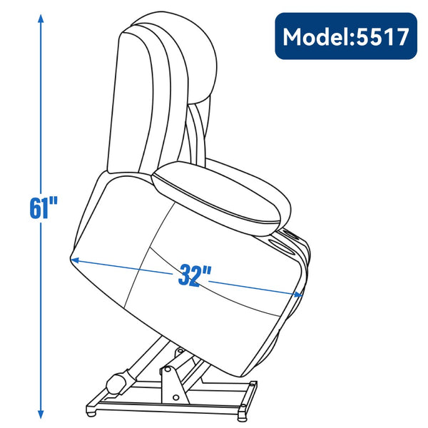 English Elm Up to 350 Lb Chenille Power Lift Recliner with Massage Heat and Charging Ports W1803S00070