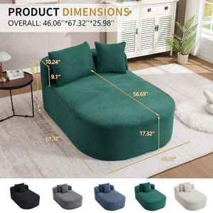 English Elm 67.5''chaise Lounge Oversized Corduroy Sleeper Sofa with Deep Seat and Two Pillows Green W1803P409163
