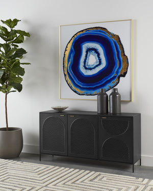Sunpan BLUE AGATE Wall Art - 48" Contemporary Design with Gold Leaf Accents & Metal Frame for Elegance A0327