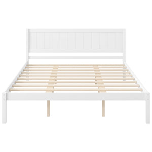 English Elm Platform King Bed Solid Pine Panel Headboard Wood Slat Base Modern Bedroom Frame White N709P425341K
