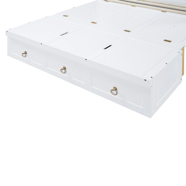 English Elm Queen Murphy Wall Bed with Pull Out Storage Drawer and Built in Usb Charging White LP000428AAK