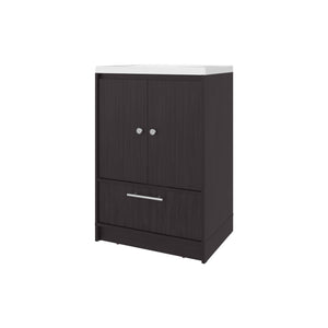 English Elm Sinclair Freestanding Bathroom Vanity with Sink — Compact 36" Tall Cabinet, Two Doors + Drawer, Scratch-Resistant Finish Wenge 34 L x 23 W x 13 H B128P314809