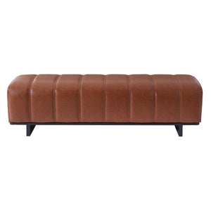 English Elm Indoor Channel Tufted Chenille Upholstered Bench Rubberwood Legs Entryway Dining Brown N779P367309R