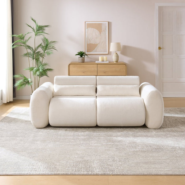 English Elm 79 in Boucle Cloud Sofa Curved 3 Seat Sculptural Living Room Upholstered Modern White N773P368372W