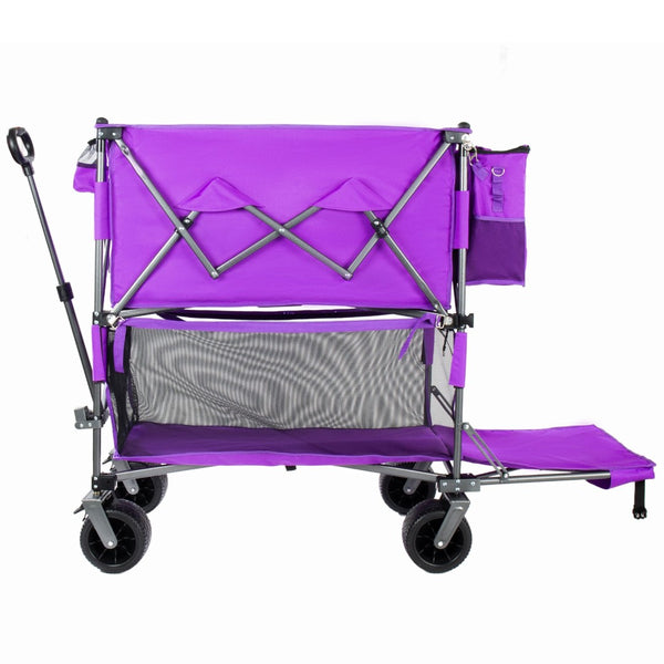 English Elm 55" Double Decker Collapsible Wagon 560lb Capacity Alloy Steel Frame All-terrain Wheels Purple W2932P405187