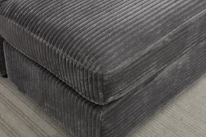 English Elm Corduroy Upholstered Chaise Lounge Sofa with Movable Ottoman, Cup Holder, Deep Seat Comfort Grey W2120S00007
