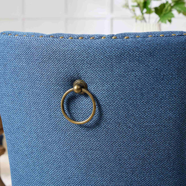 English Elm Nikki Modern Tufted Linen Dining Chair with Solid Wood Frame, High-Rebound Cushion, Nailhead Trim, 300 lb Capacity Blue W1143P233650