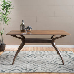 English Elm Christopher Knight Home® - 58905.00 Mid-Century Dining Table with Curved Spider Leg Base, Durable Rubberwood, 59" W Elegance Walnut N771P257283T