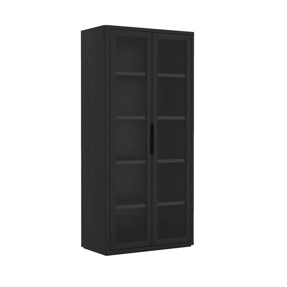 English Elm Rivington 38" Modern Black Bookcase Cabinet With Glass Doors, Adjustable Shelves & Soft-Close Hinges B365S00015-GIGA