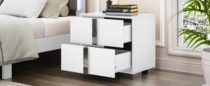 English Elm Elegant Nightstand with Metal Feet and Two Spacious Drawers for Stylish Bedroom and Living Rooms White 28.75 L x 17.75 W x 7.75 H N733P307938W