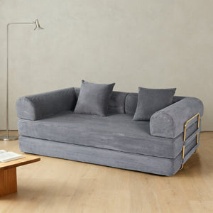 English Elm 2-in-1 Foldable Cloud Sofa Bed Plush Faux Fur Memory Foam Sleeper for Apartments W3422S00004