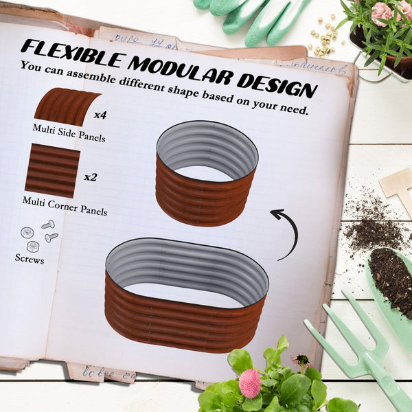 English Elm Outsunny 3.5' X 2' Galvanized Metal Raised Garden Bed Kit - Durable Elevated Planter For Flowers & Herbs W2225P174440-GIGA