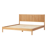 Contemporary Reeded Headboard Solid Wood King Bed